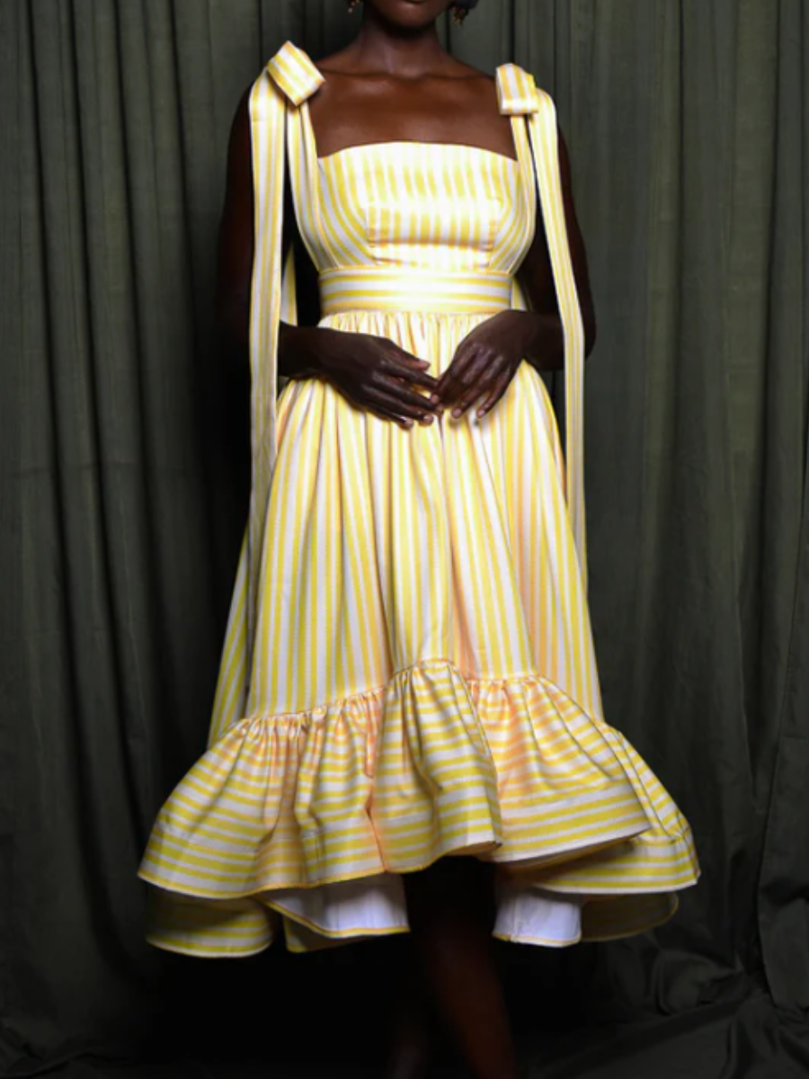Backless Shouldered Ruffle Dress