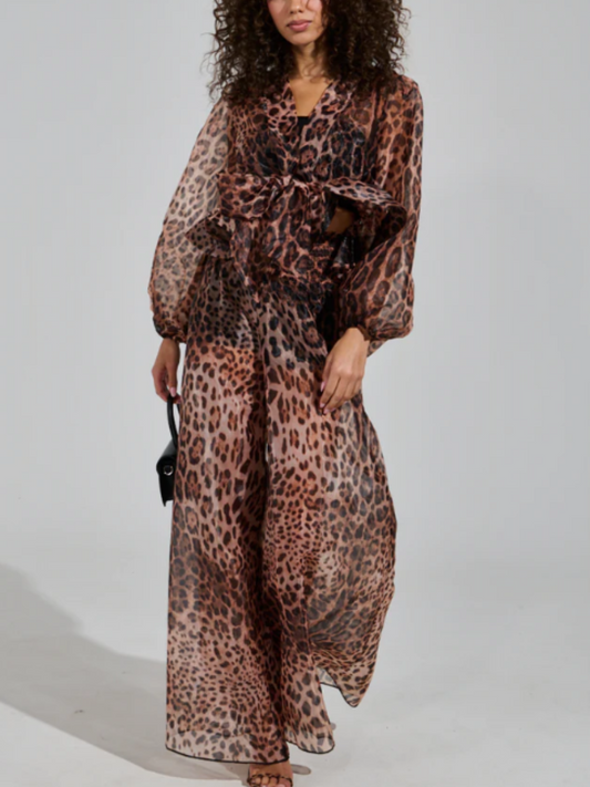 Leopard-Print Ruffle Suit