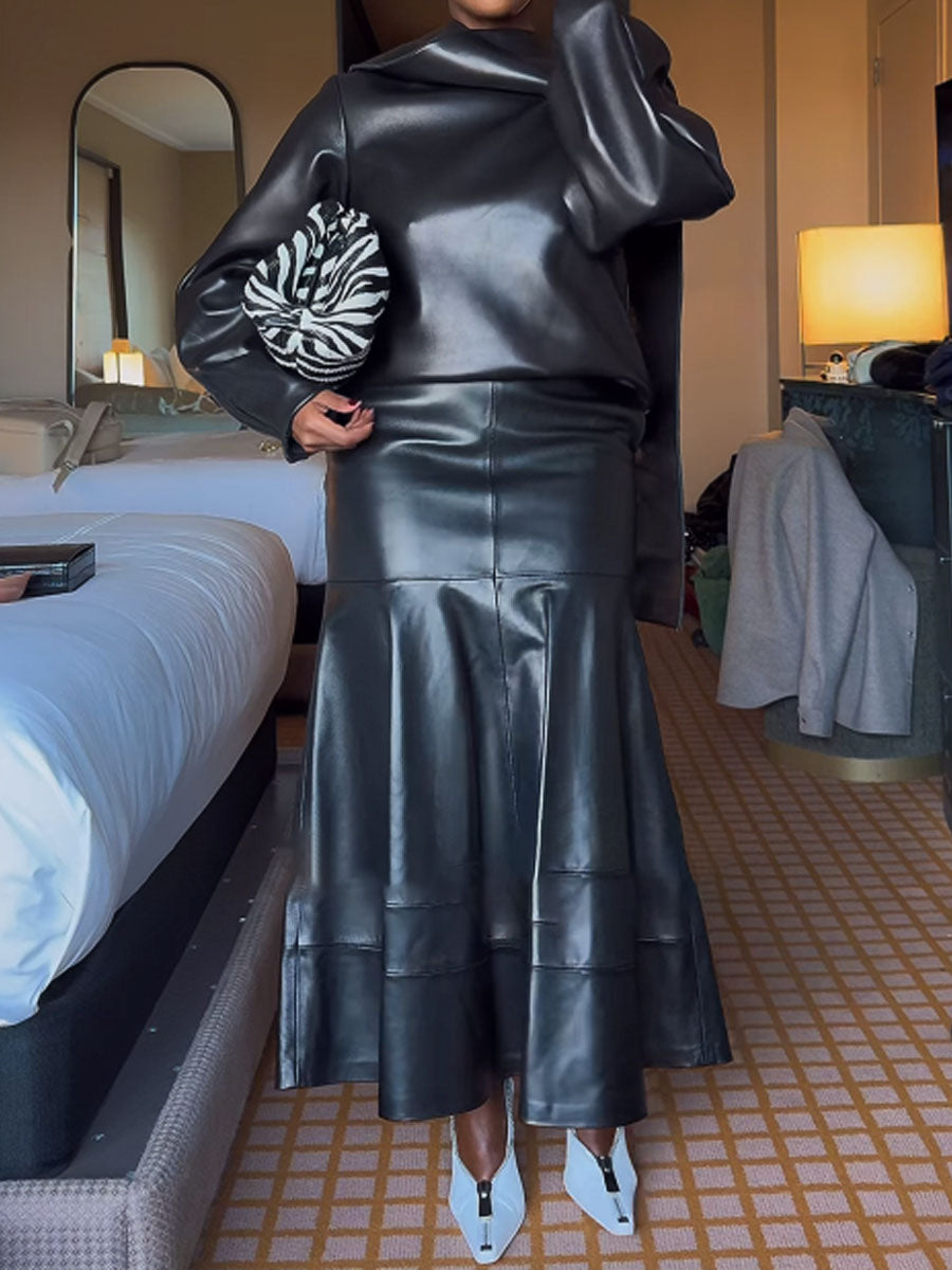 PU Fashion Two Pieces Dress