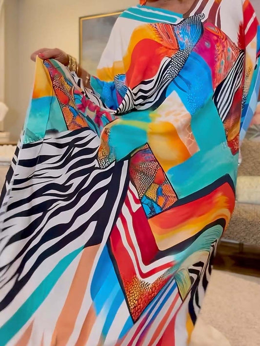 Placement Print Beach Cover-up Dress