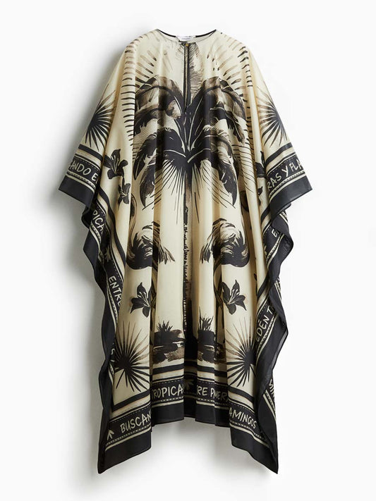 Oversize Printed Slit Hem Maxi Dress