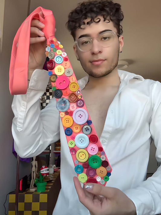 Multicolor Button Vintage Tie