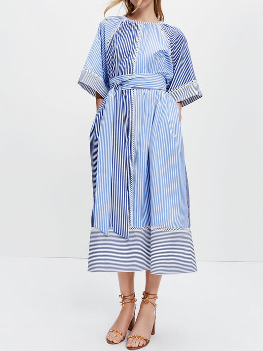 Fresh Blue And White Shirting Stripes Dress
