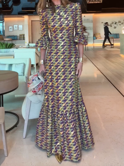 Sequined Long Sleeved Maxi Dress