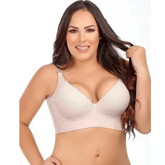 Fashion Bra with shapewear incorporated, gathered breasts,deep V bra