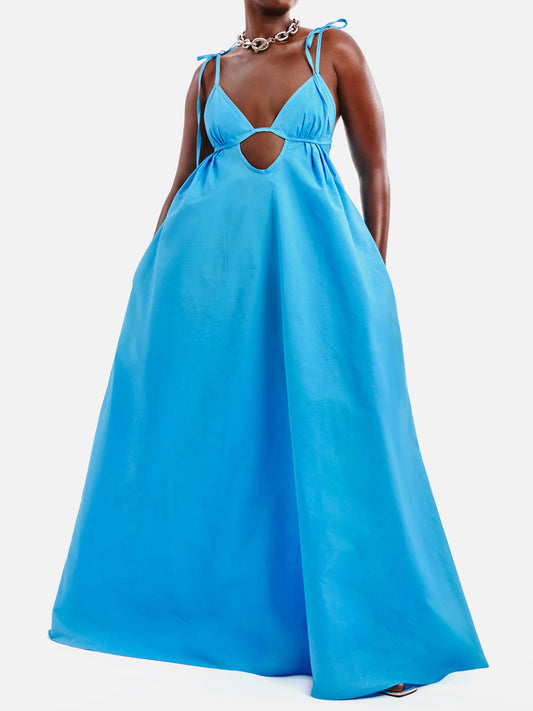 Adjustable Shoulder Cutout Maxi Dress