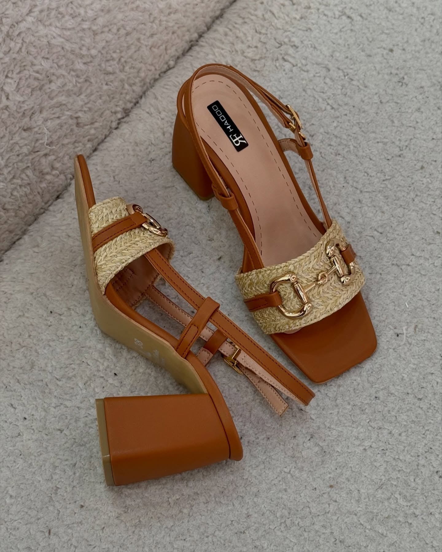 Metallic Accessories Braided Thick Heel Pumps