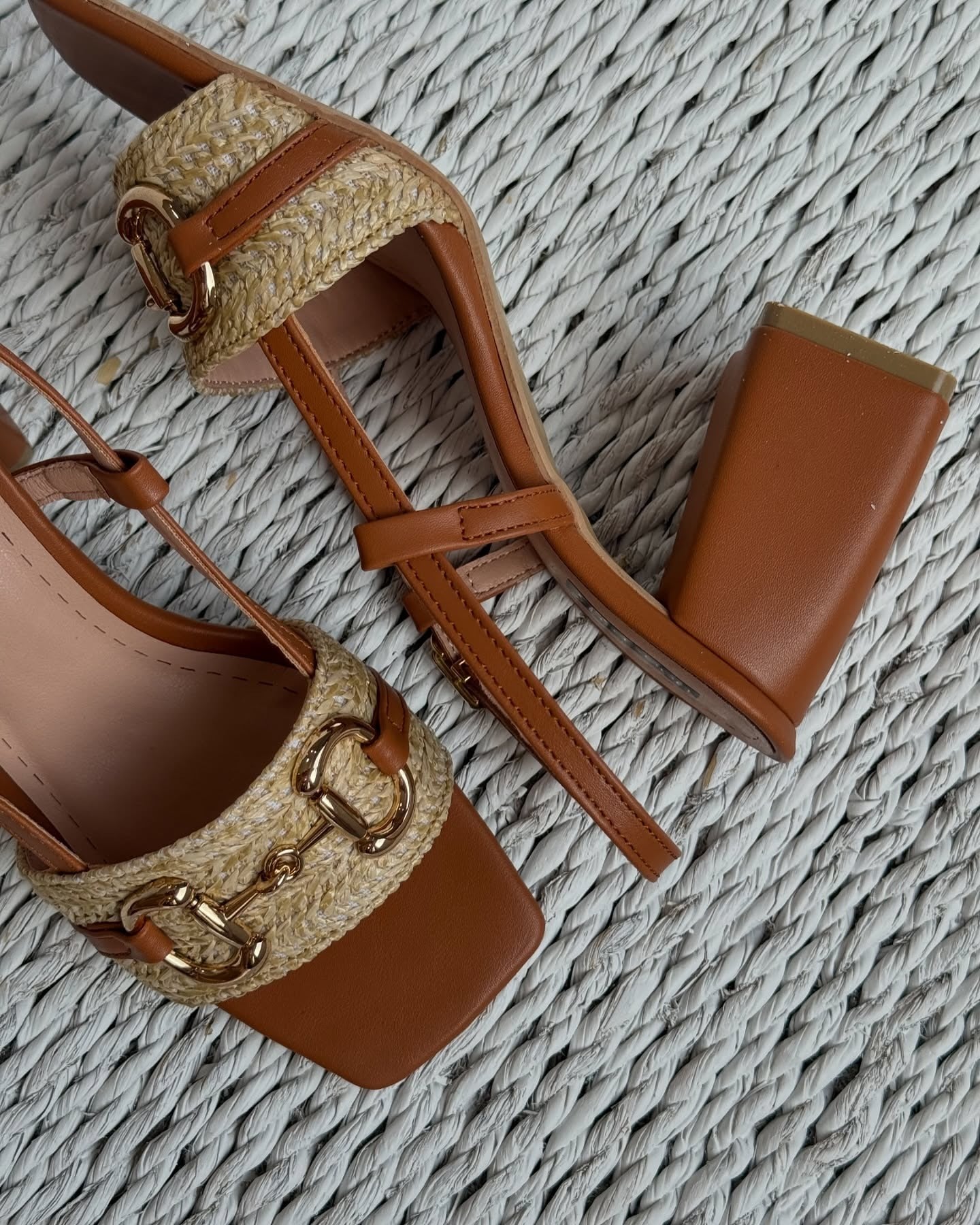 Metallic Accessories Braided Thick Heel Pumps