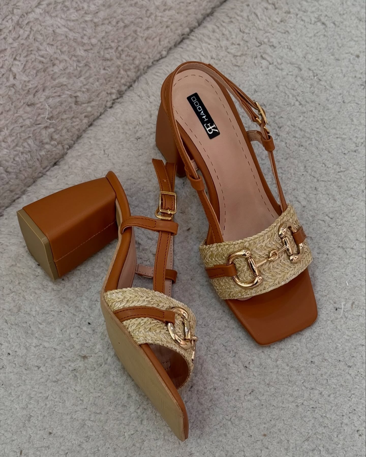 Metallic Accessories Braided Thick Heel Pumps
