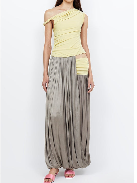 Stitched Skirt Fold Design Dress