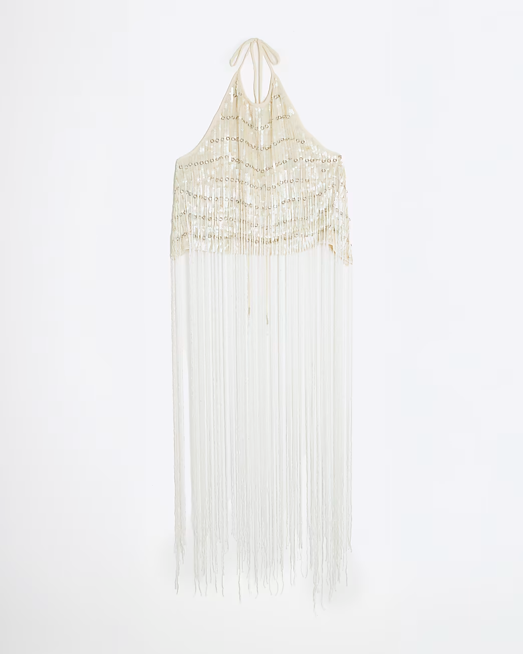 Fringe Sequin Halterneck Top