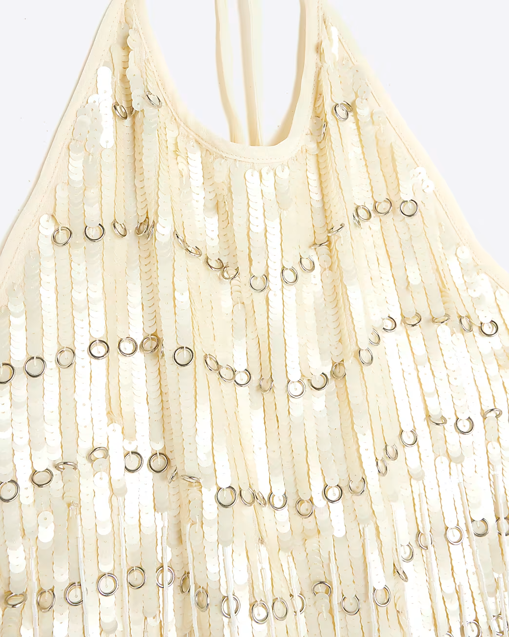 Fringe Sequin Halterneck Top