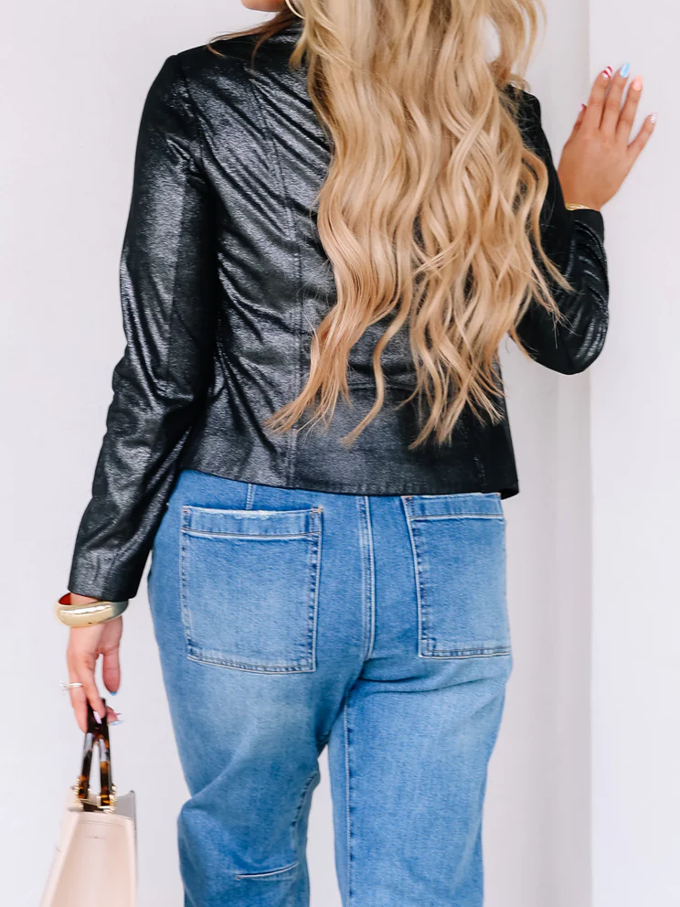 Black Metallic Long Sleeve Jacket