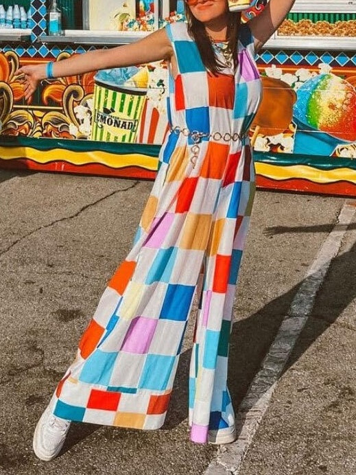 Casual Sleeveless Wide Leg Long Pants