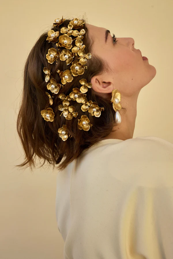 Floral Pearl Clip Set Of 2