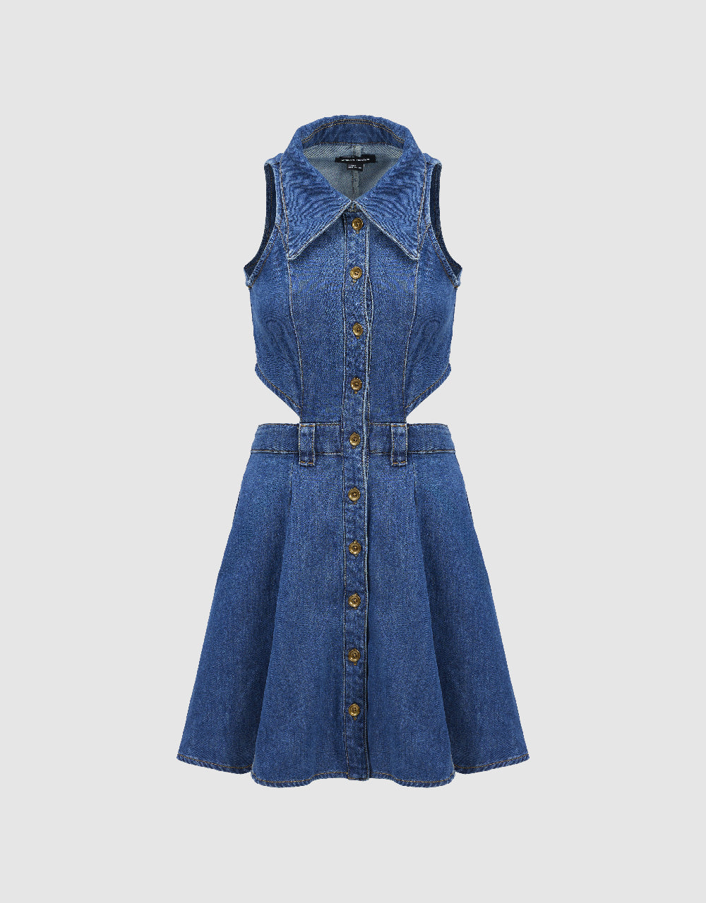 Cut-Out Sleeveless Denim Dress