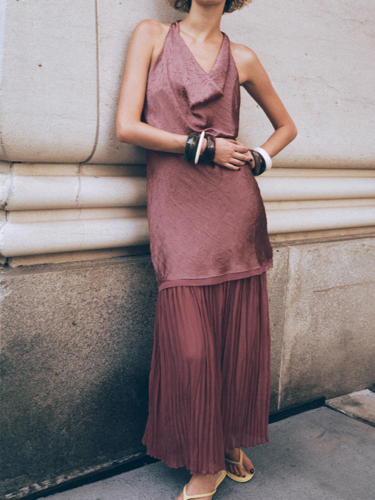 PLEASED COMBINED MIDI DRESS