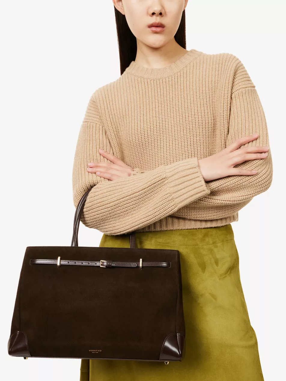 Espresso Suede Book Tote Bag