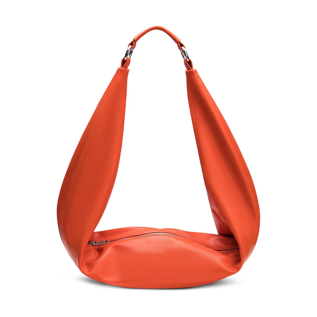 Metal Rings Closing Zipper Sling Bag