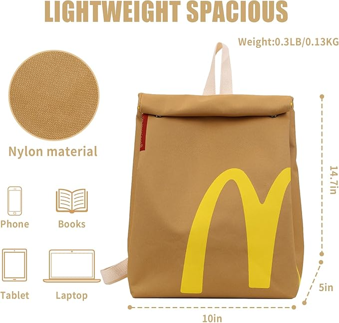 Funny Retro Paper Bag Casual Canvas Backpack