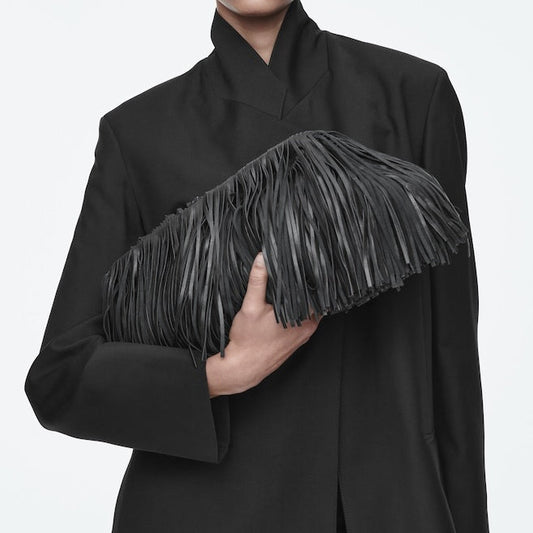 Tasselled Framed Clutch - Leather