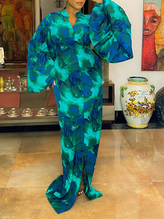 Dress In Navy Blue/Green