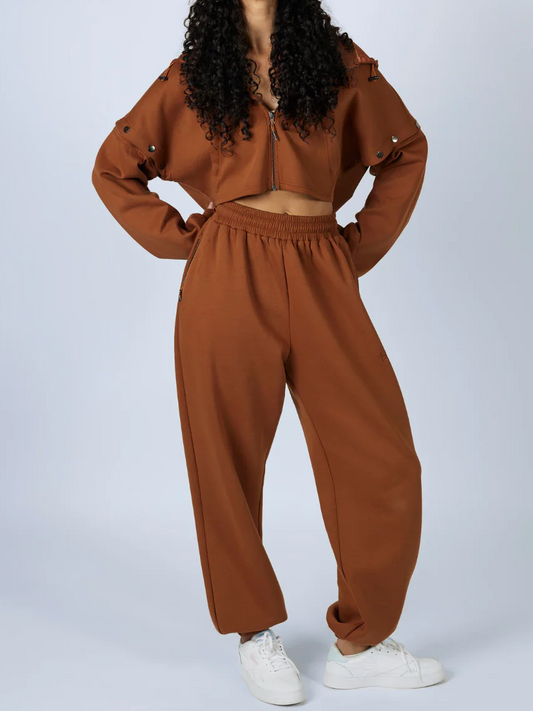Hooded Detachable Sleeve Pants Suit