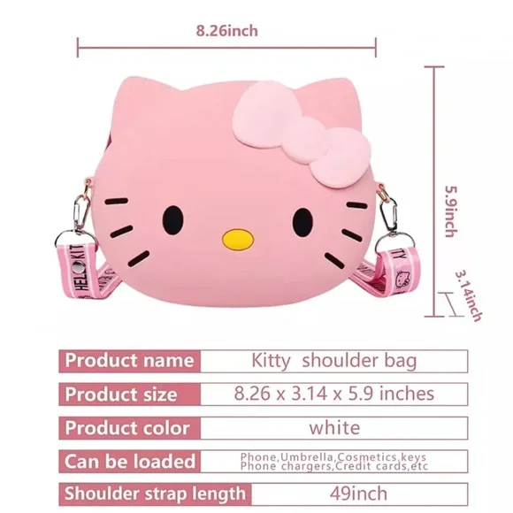 Large Hello Kitty Silicone Adjustable Crossbody Bag
