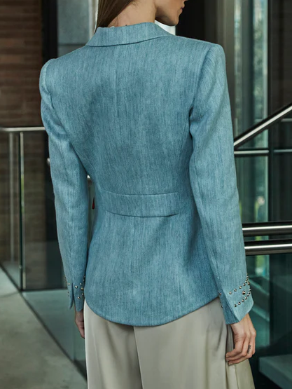 DENIM STUDDED BLAZER