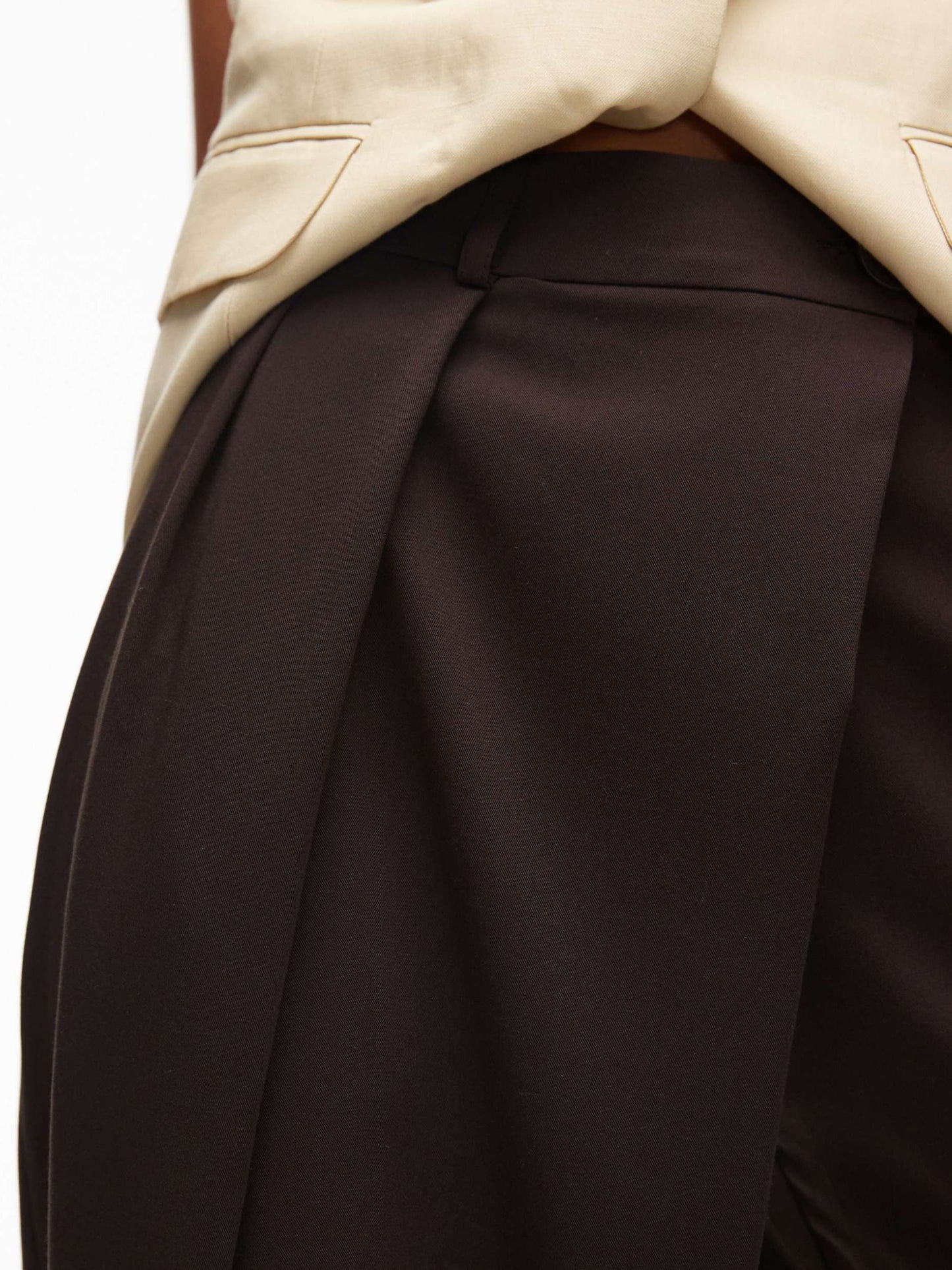 Tailored Wrap Waistband Wide Leg Trouser In Chocolate