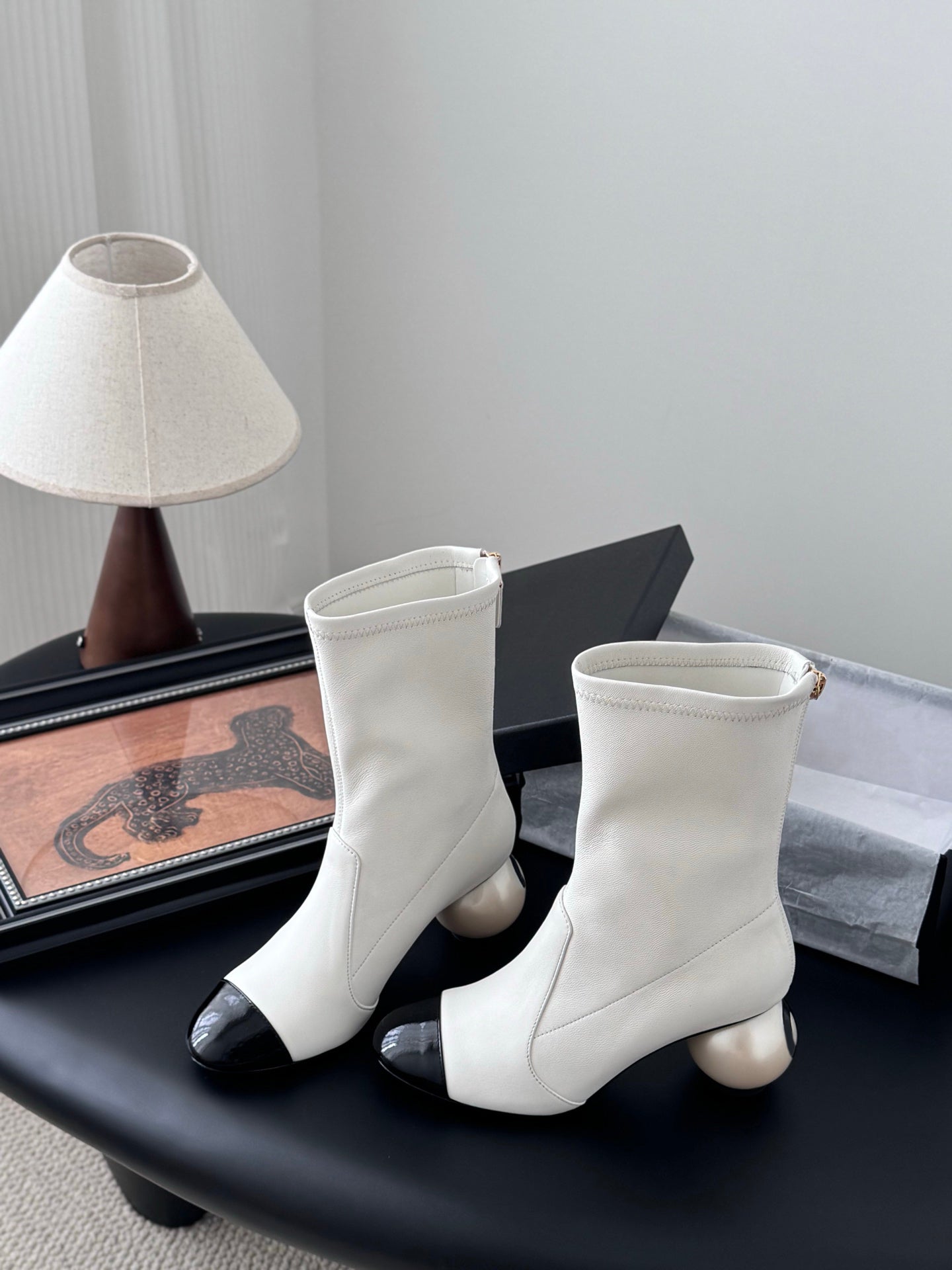 Oversized Pearl Heel Boots