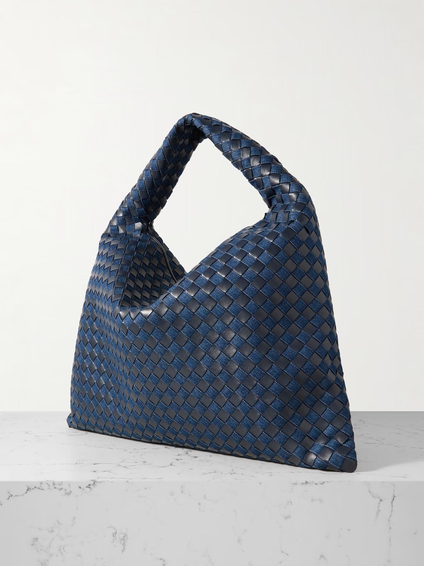 Large Leather And Denim Tote