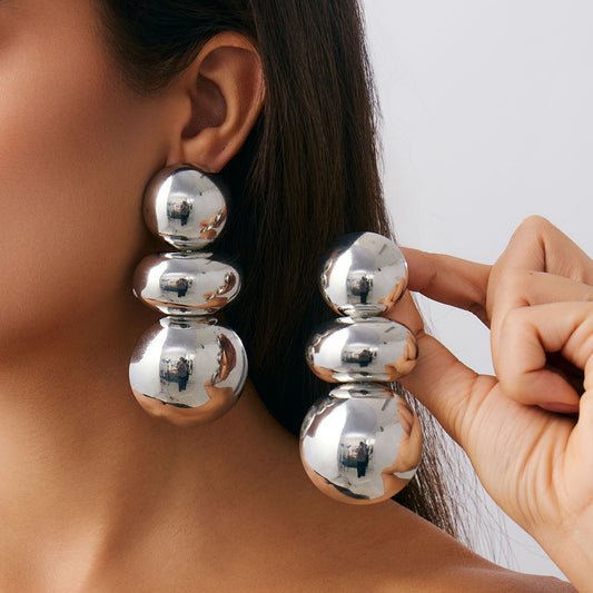 Big Bold Gold Tone CLIP ON Drop Earrings