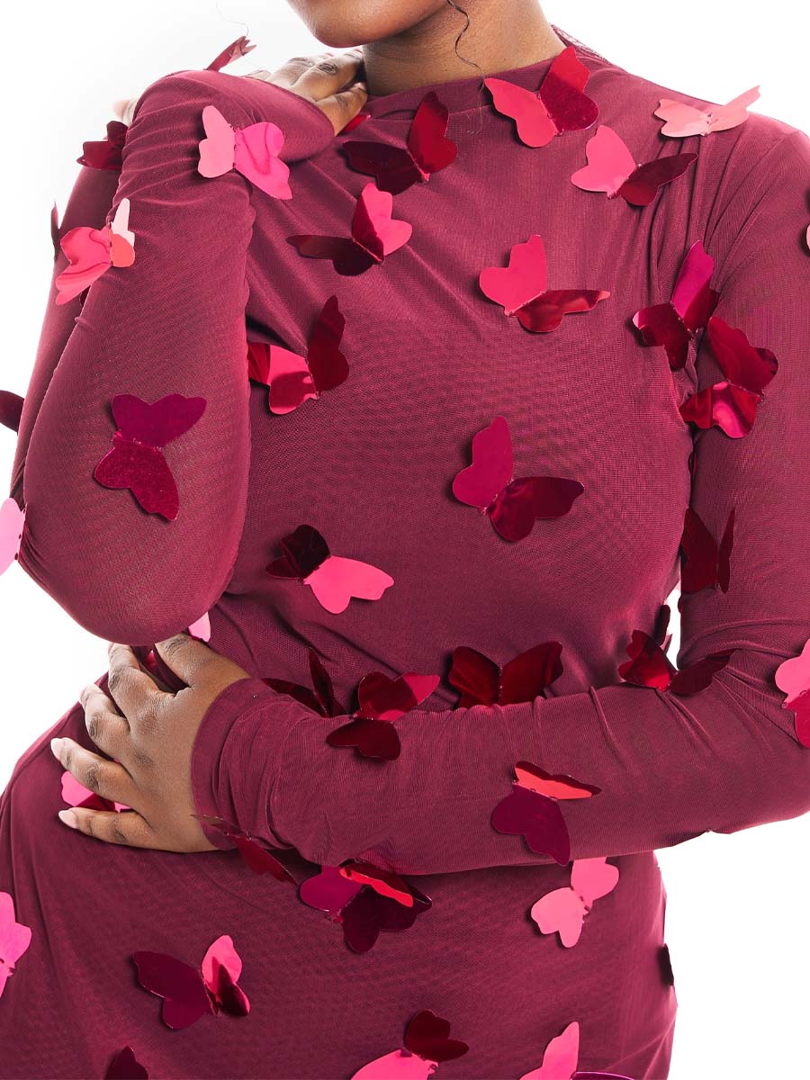 3D Butterfly Two Pieces Dress