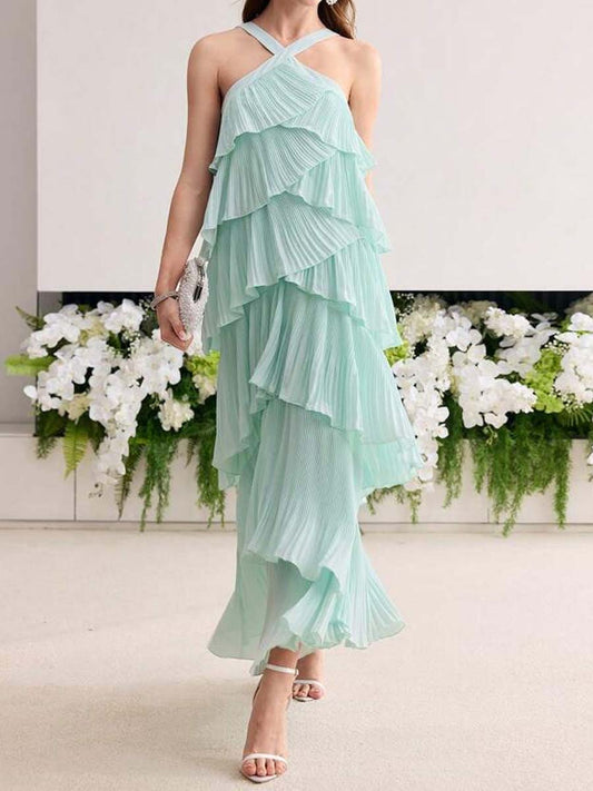 Elegant Pleated Party Tired Dress