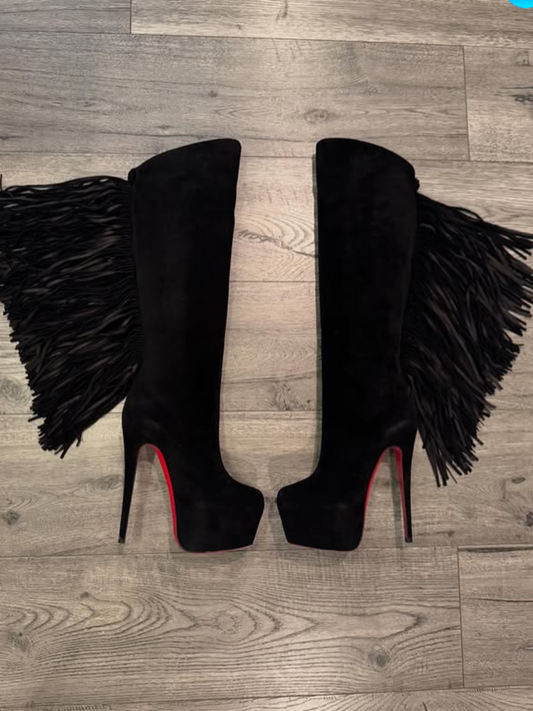 Fringed Suede Pumps