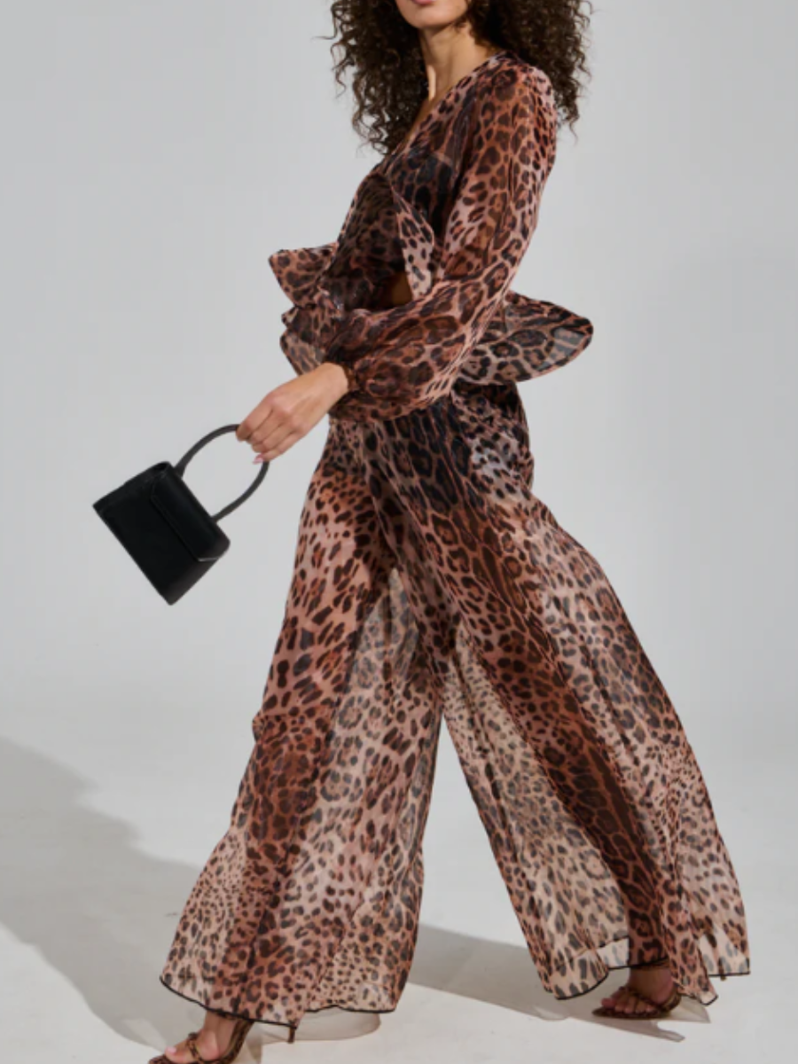 Leopard-Print Ruffle Suit