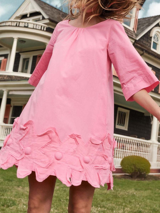 3/4 Bell Sleeve Flower Dress