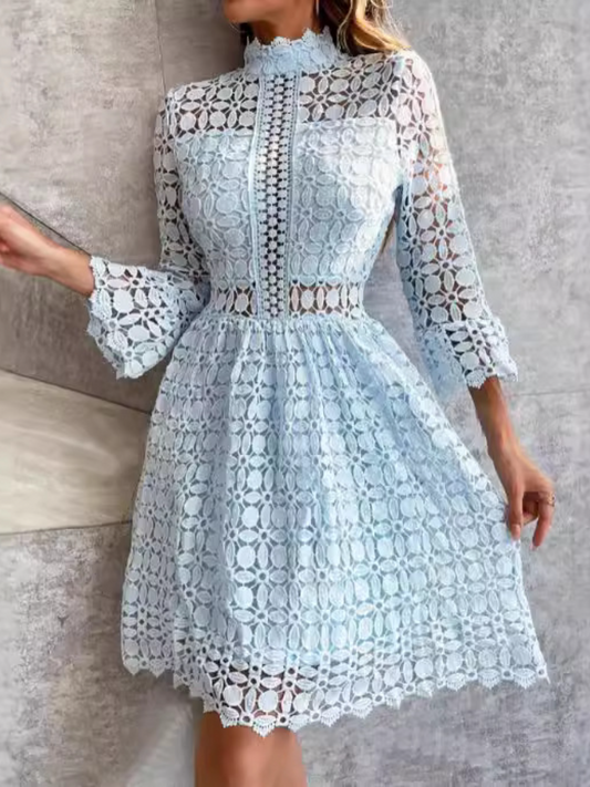Solid Color Hollow Pattern Dress
