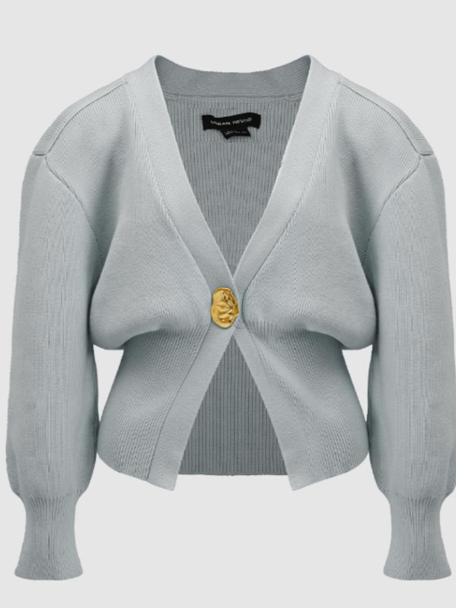 V-Neck Button-Knit Cardigan Sweater