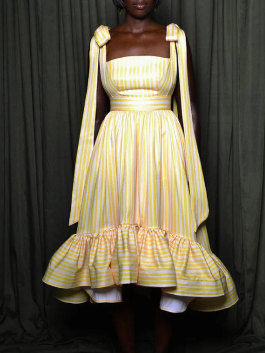 Backless Shouldered Ruffle Dress