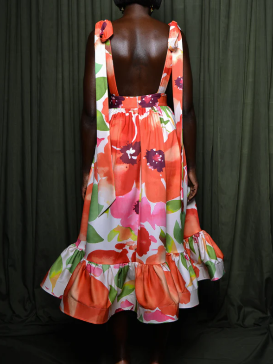 Backless Shouldered Ruffle Dress