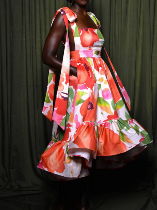 Backless Shouldered Ruffle Dress