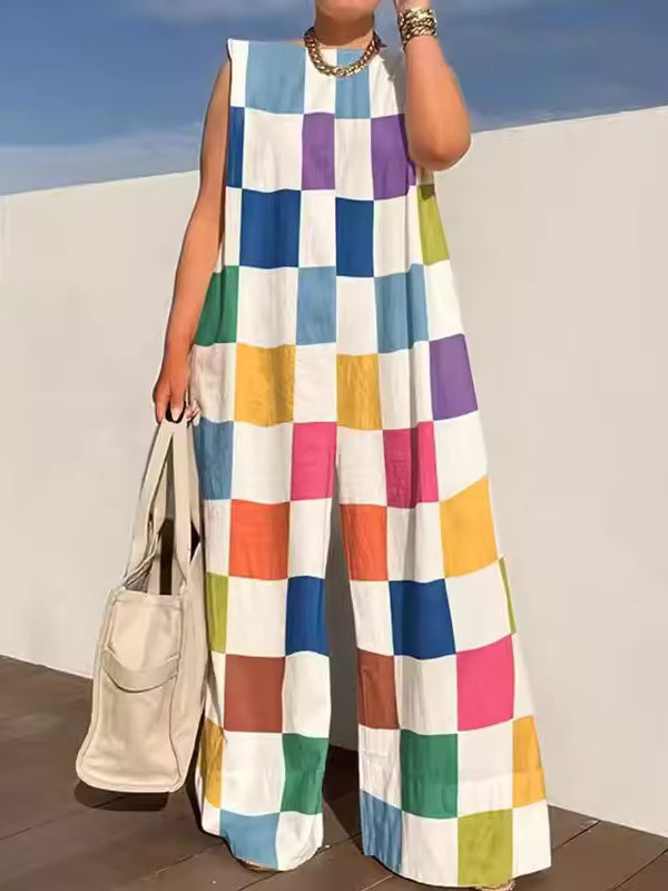 Casual Sleeveless Wide Leg Long Pants