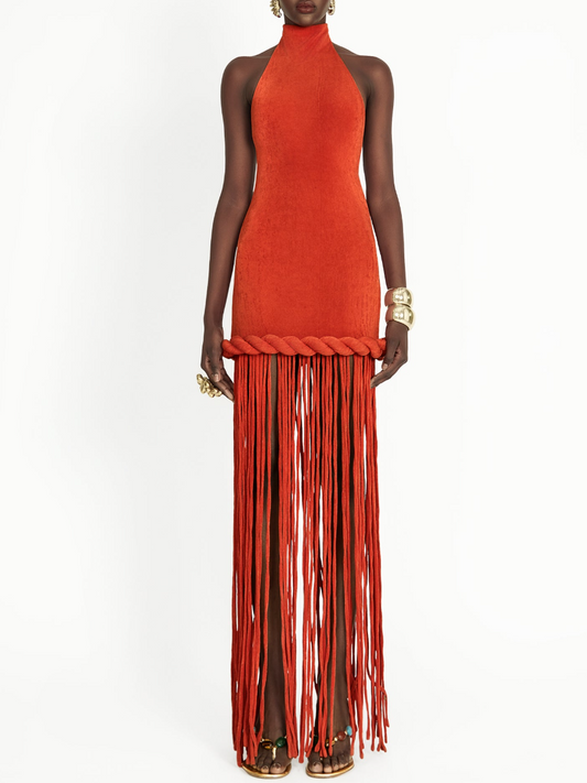 Hanged Neck Tassel Dress