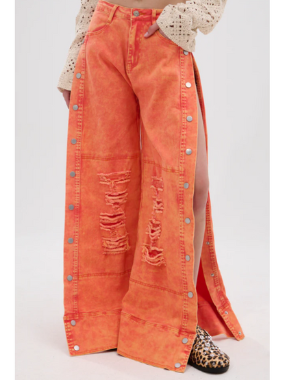 Side Slit Ripped Jeans