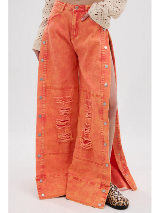 Side Slit Ripped Jeans