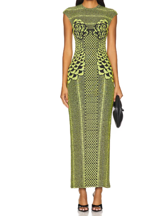 Woven Printed Sleeveless Slim Dress