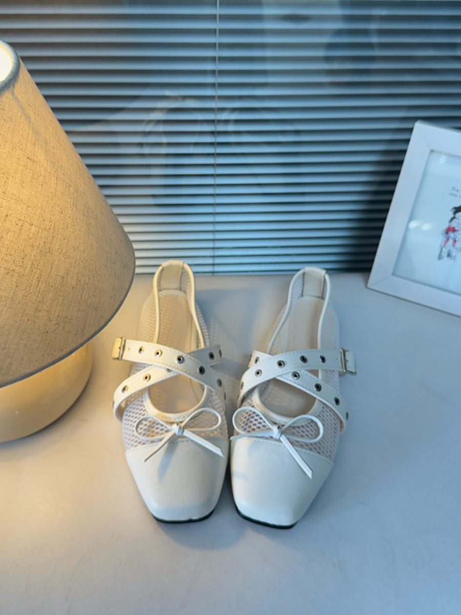 Cross Buckle Bow Ballet Shoes