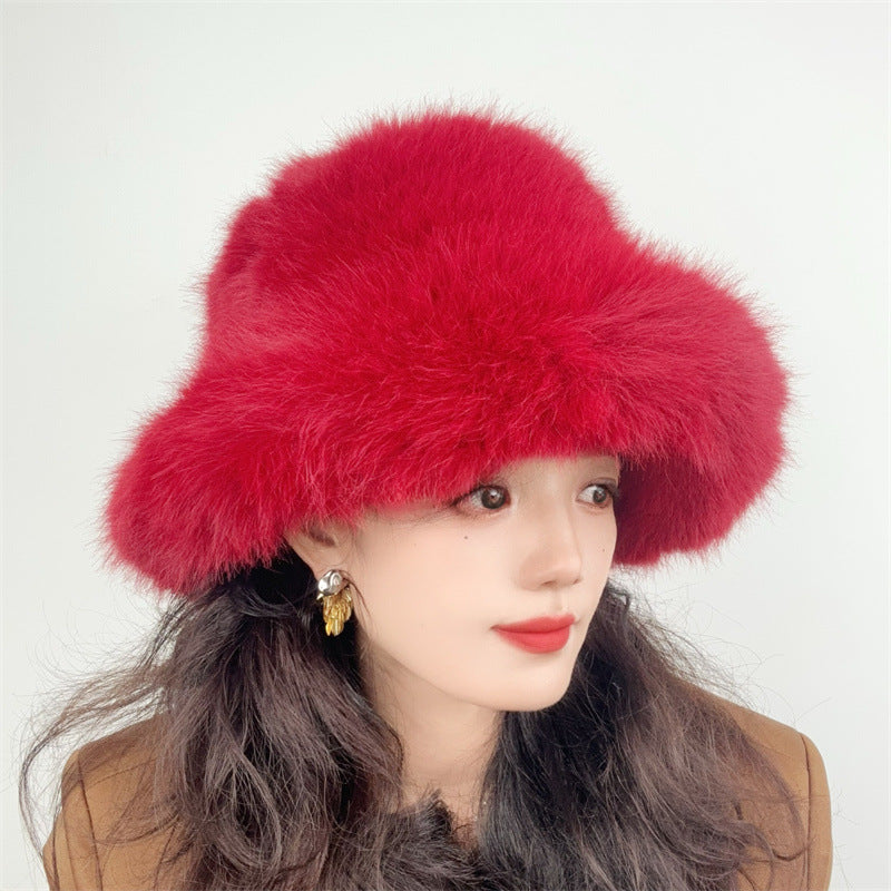 Faux Fox Fur Plush Fisherman Hat
